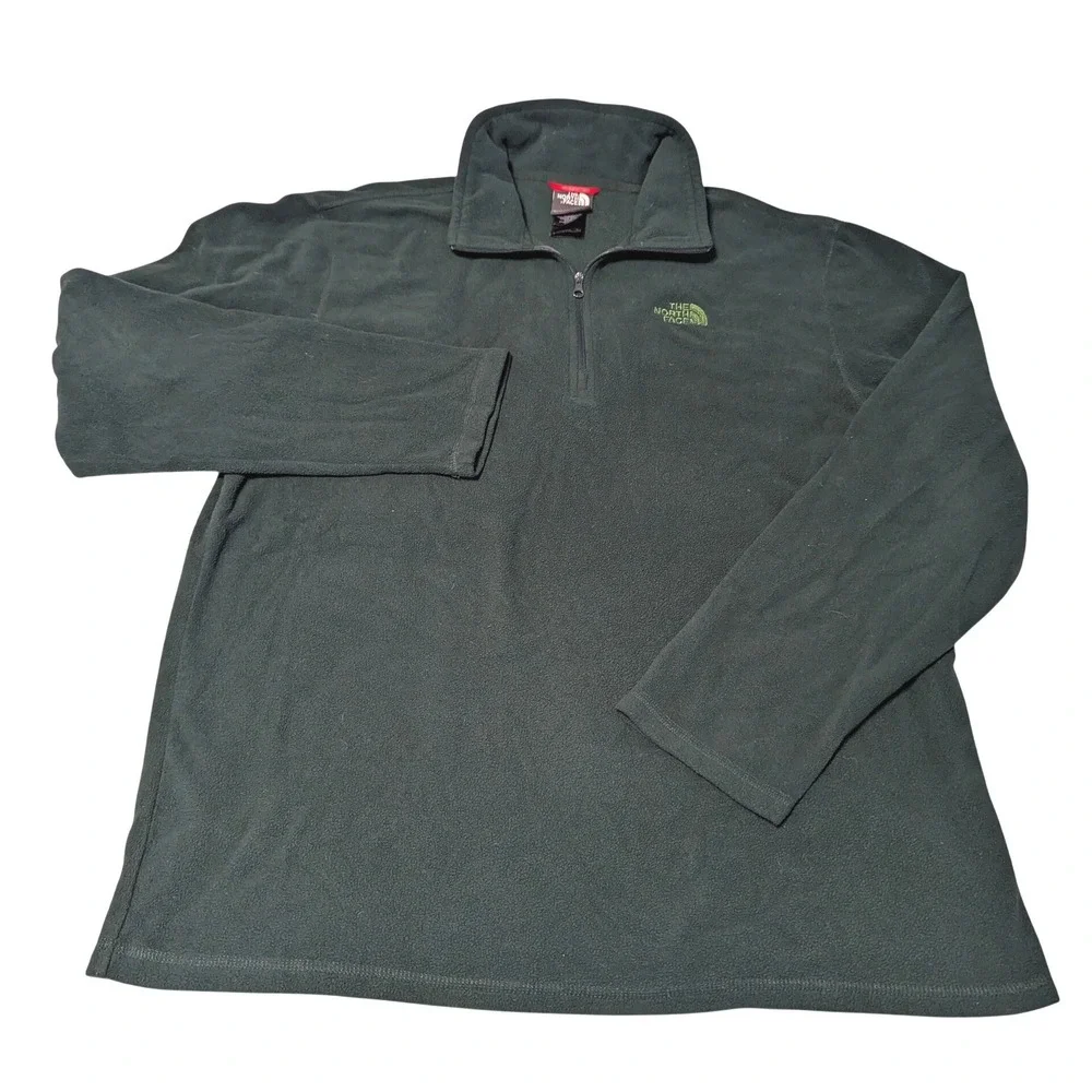 The North Face Mens Forest Green Polartec Quarter Zip Fleece Pullover Large